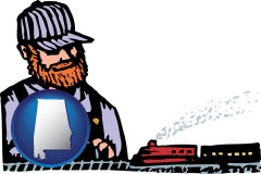 alabama map icon and a model railroad hobbyist