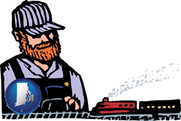 a model railroad hobbyist - with Rhode Island icon